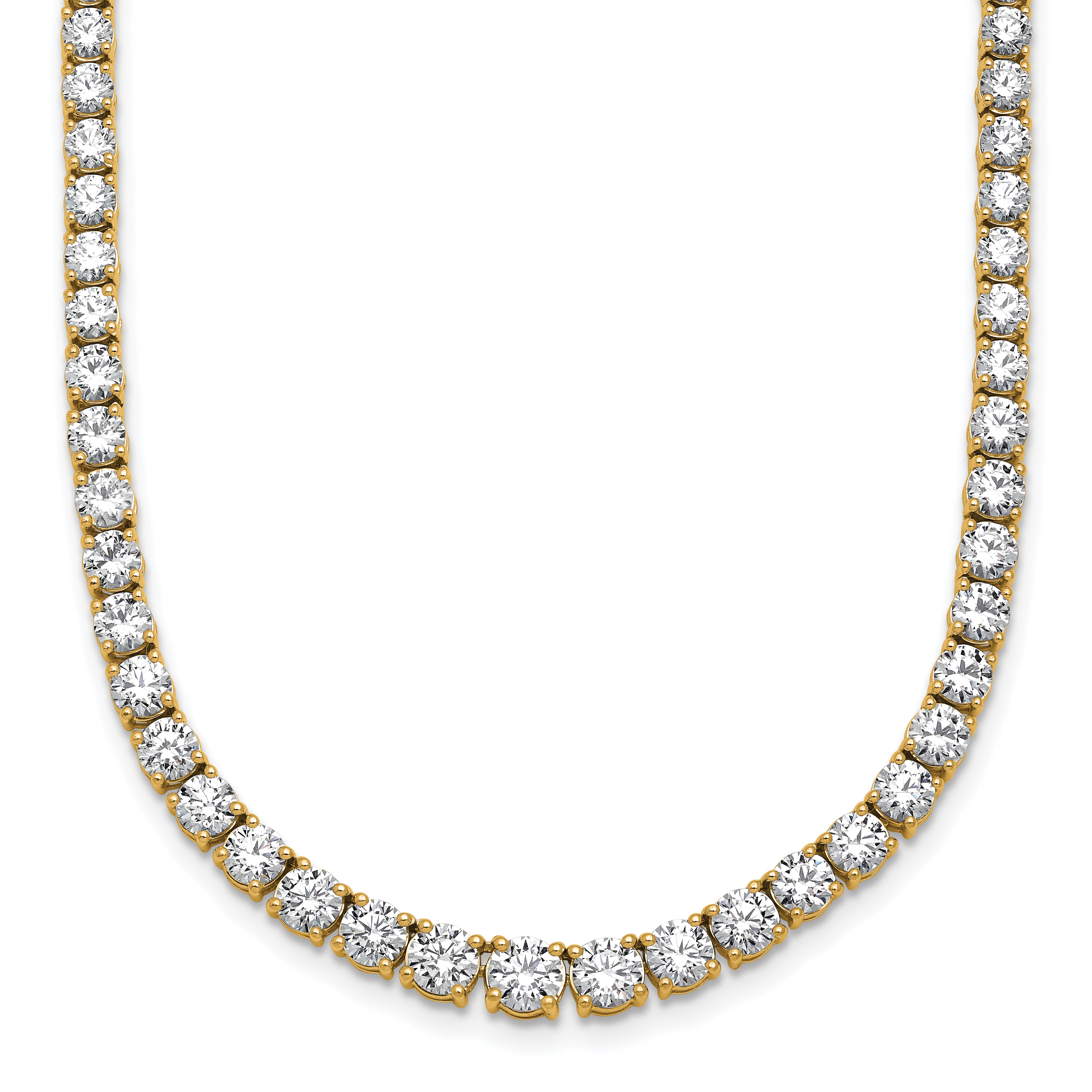 14k 14 1/2 carat Lab Grown Diamond VS+ F+ Complete Round 18 inch Graduated Tennis Necklace