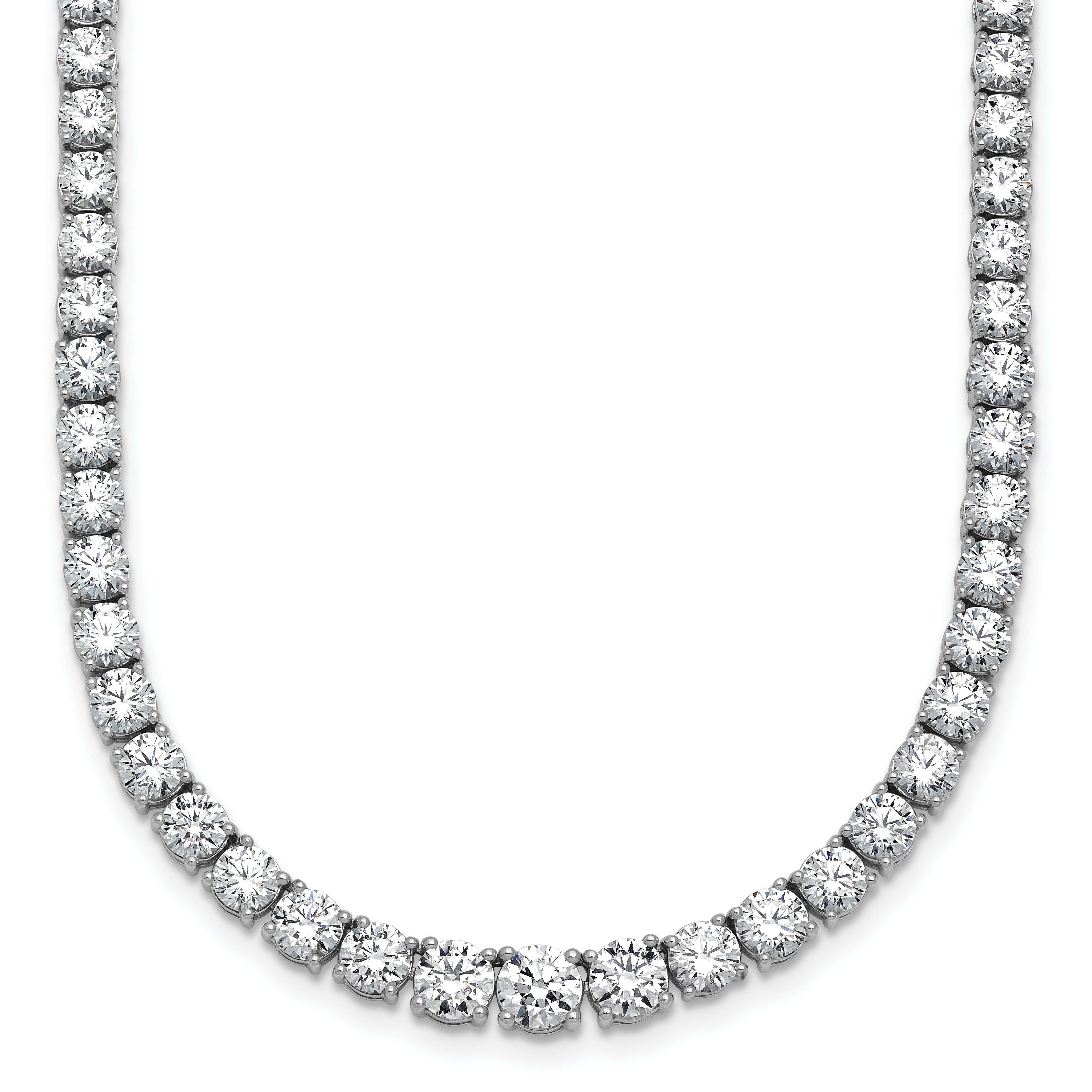 14k White Gold 18 7/8 carat Lab Grown Diamond VS+ F+ Complete Round 18 inch Graduated Tennis Necklace