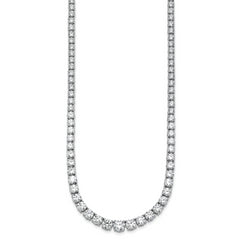 14k White Gold 28 1/2 carat Lab Grown Diamond VS+ F+ Complete Round 18 inch Graduated Tennis Necklace