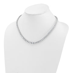 14k White Gold 28 1/2 carat Lab Grown Diamond VS+ F+ Complete Round 18 inch Graduated Tennis Necklace