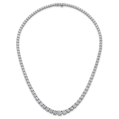 14k White Gold 28 1/2 carat Lab Grown Diamond VS/SI+ G+ Complete Round 18 inch Graduated Tennis Necklace