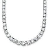 14k White Gold 28 1/2 carat Lab Grown Diamond VS/SI+ G+ Complete Round 18 inch Graduated Tennis Necklace