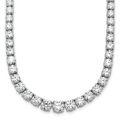 14k White Gold 28 1/2 carat Lab Grown Diamond VS+ F+ Complete Round 18 inch Graduated Tennis Necklace