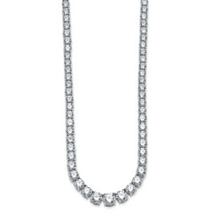 14k White Gold 40 3/8 carat Lab Grown Diamond VS+ F+ Complete Round 20 inch Graduated Tennis Necklace