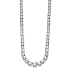 14k White Gold 50 7/8 carat Lab Grown Diamond VS/SI+ G+ Complete Round 20 inch Graduated Tennis Necklace