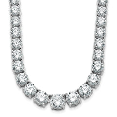 14k White Gold 50 7/8 carat Lab Grown Diamond VS/SI+ G+ Complete Round 20 inch Graduated Tennis Necklace