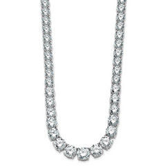 14k White Gold 72 3/8 carat Lab Grown Diamond VS/SI+ G+ Complete Round 20 inch Graduated Tennis Necklace