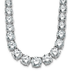 14k White Gold 72 3/8 carat Lab Grown Diamond VS+ F+ Complete Round 20 inch Graduated Tennis Necklace