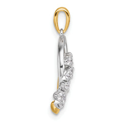 14K Two-tone Polished 1/5 carat Diamond Intertwined Circles Pendant