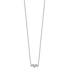 14k White Gold 1 3/8 carat Lab Grown Diamond VS/SI+ G+ Complete 16 inch Three Stone Heart Center Necklace