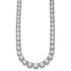 14k White Gold 100 3/4 carat Lab Grown Diamond VS+ F+ Complete Round 20 inch Graduated Tennis Necklace