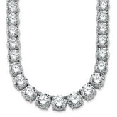 14k White Gold 100 3/4 carat Lab Grown Diamond VS/SI+ G+ Complete Round 20 inch Graduated Tennis Necklace