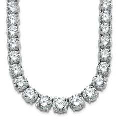 14k White Gold 100 3/4 carat Lab Grown Diamond VS/SI+ G+ Complete Round 20 inch Graduated Tennis Necklace