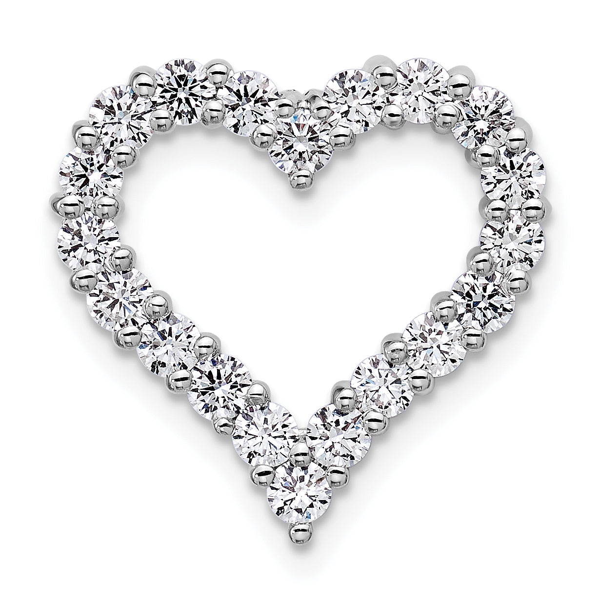 14k White Gold 1 carat Lab Grown Diamond VS+ F+ Complete Heart Chain Slide Pendant