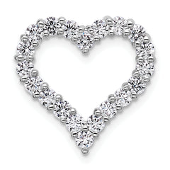 14k White Gold 1 carat Lab Grown Diamond VS+ F+ Complete Heart Chain Slide Pendant