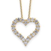 14k 1 carat Lab Grown Diamond VS/SI+ G+ Complete 18 inch Heart Pendant Necklace
