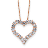 14k Rose Gold 1 1/2 carat Lab Grown Diamond VS/SI+ G+ Complete 18 inch Heart Pendant Necklace