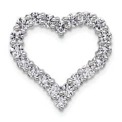 14k White Gold 1 1/2 carat Lab Grown Diamond VS+ F+ Complete Heart Chain Slide Pendant