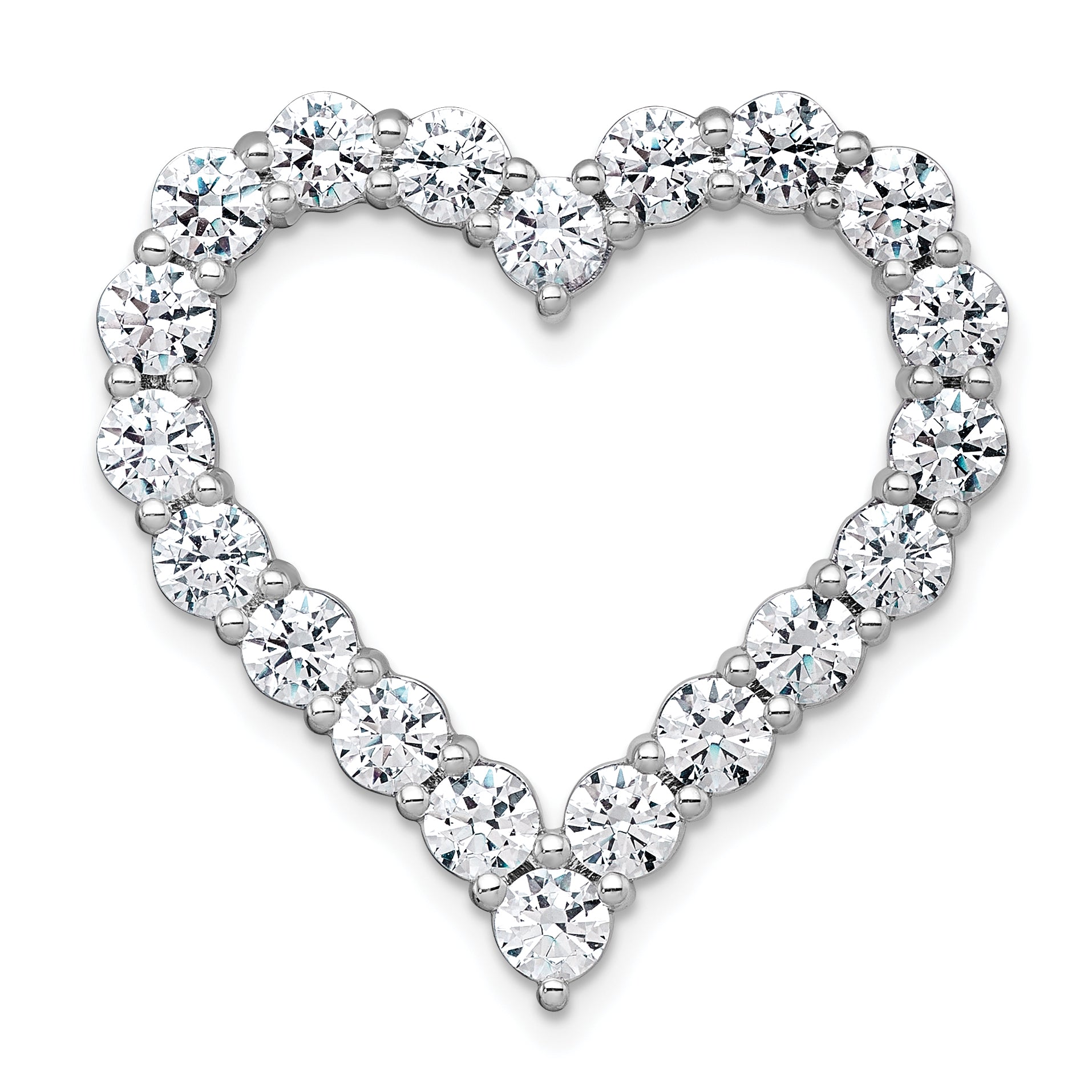 14k White Gold 4 carat Lab Grown Diamond VS+ F+ Complete Heart Chain Slide Pendant