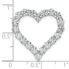 14k White Gold 3 carat Lab Grown Diamond VS/SI+ G+ Complete Heart Chain Slide Pendant