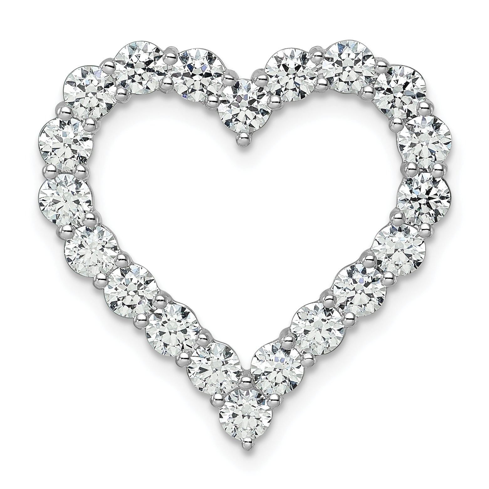 14k White Gold 3 carat Lab Grown Diamond VS+ F+ Complete Heart Chain Slide Pendant