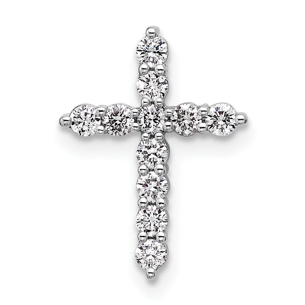 14k White Gold 1/3 carat Lab Grown Diamond VS+ F+ Complete Cross Chain Slide Pendant