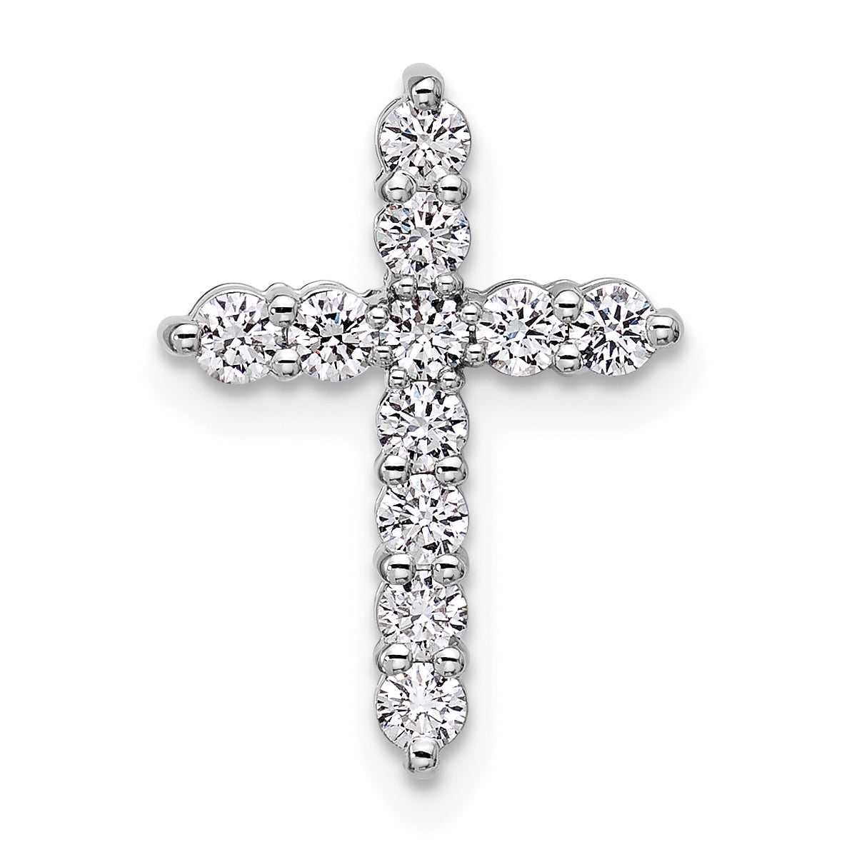 14k White Gold 1/2 carat Lab Grown Diamond VS/SI+ G+ Complete Cross Chain Slide Pendant