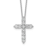 14k White Gold 1 carat Lab Grown Diamond VS/SI+ G+ Complete 18 inch Cross Pendant Necklace