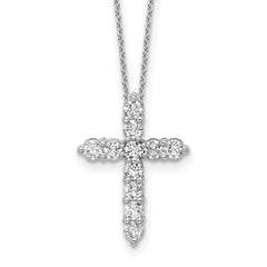 14k White Gold 1 carat Lab Grown Diamond VS/SI+ G+ Complete 18 inch Cross Pendant Necklace