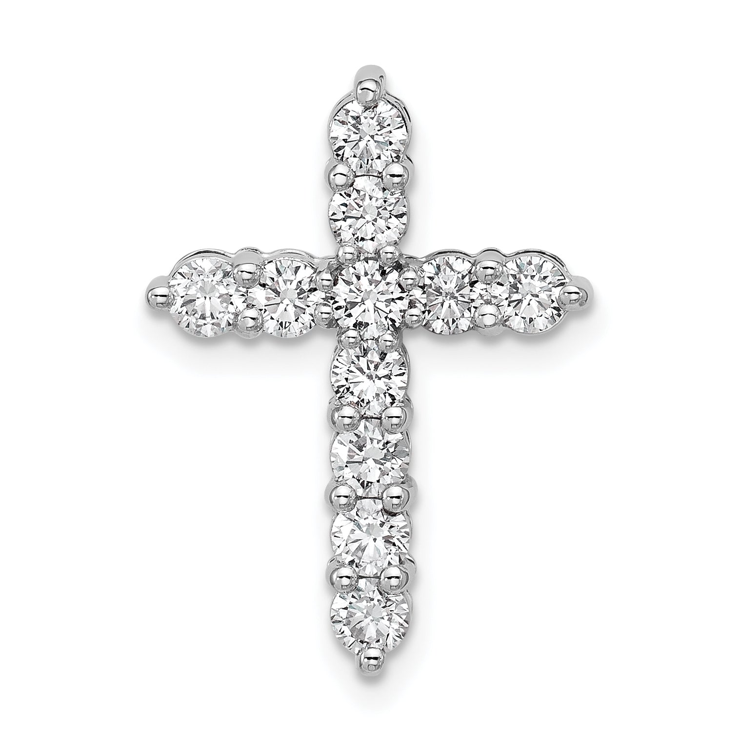 14k White Gold 1 carat Lab Grown Diamond VS+ F+ Complete Cross Chain Slide Pendant