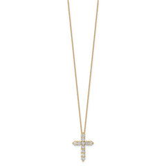 14k 1 carat Lab Grown Diamond VS/SI+ G+ Complete 18 inch Cross Pendant Necklace