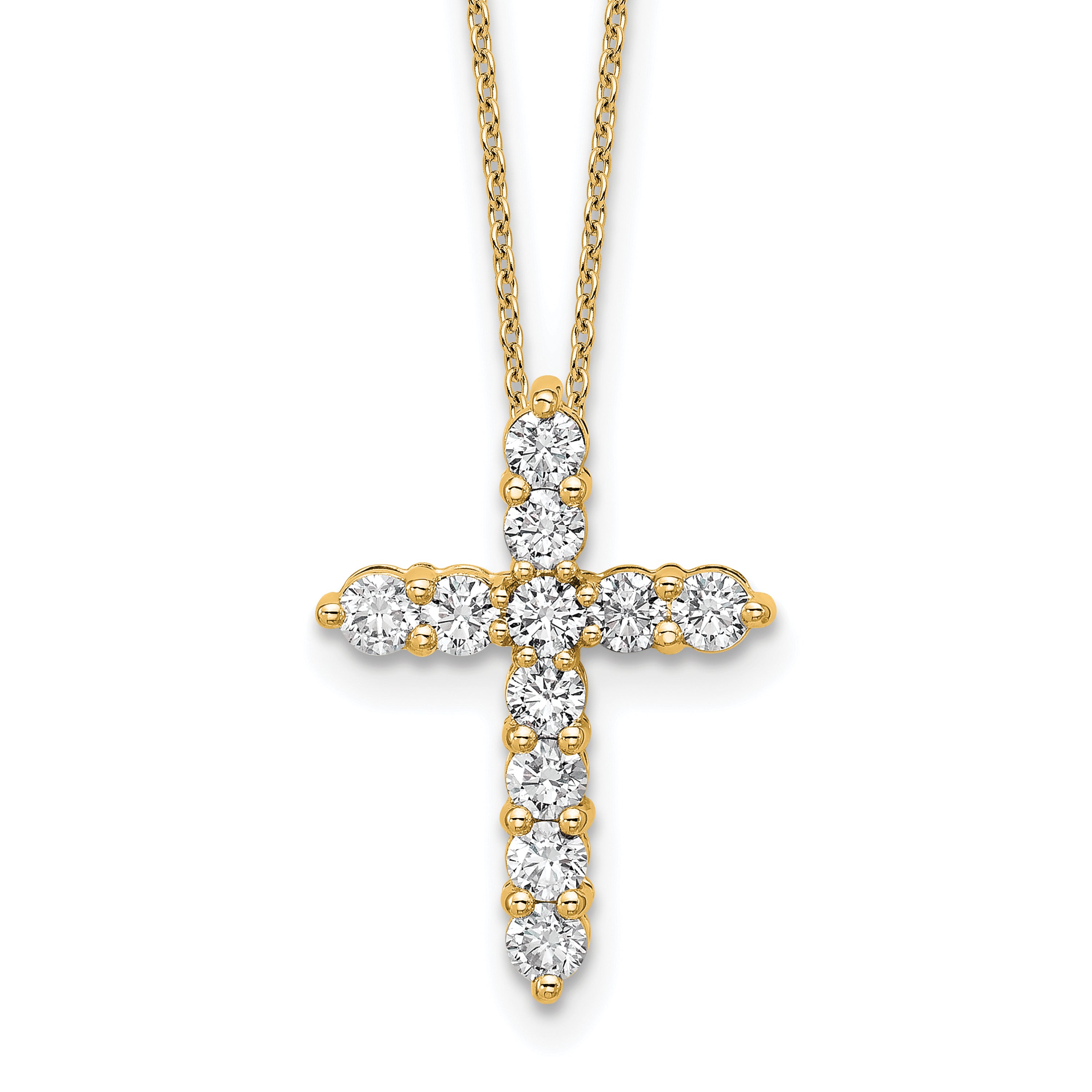 14k 1 carat Lab Grown Diamond VS/SI+ G+ Complete 18 inch Cross Pendant Necklace