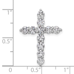 14k White Gold 1 1/2 carat Lab Grown Diamond VS/SI+ G+ Complete Cross Chain Slide Pendant