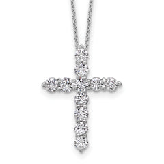 14k White Gold 1 1/2 carat Lab Grown Diamond VS+ F+ Complete 18 inch Cross Pendant Necklace