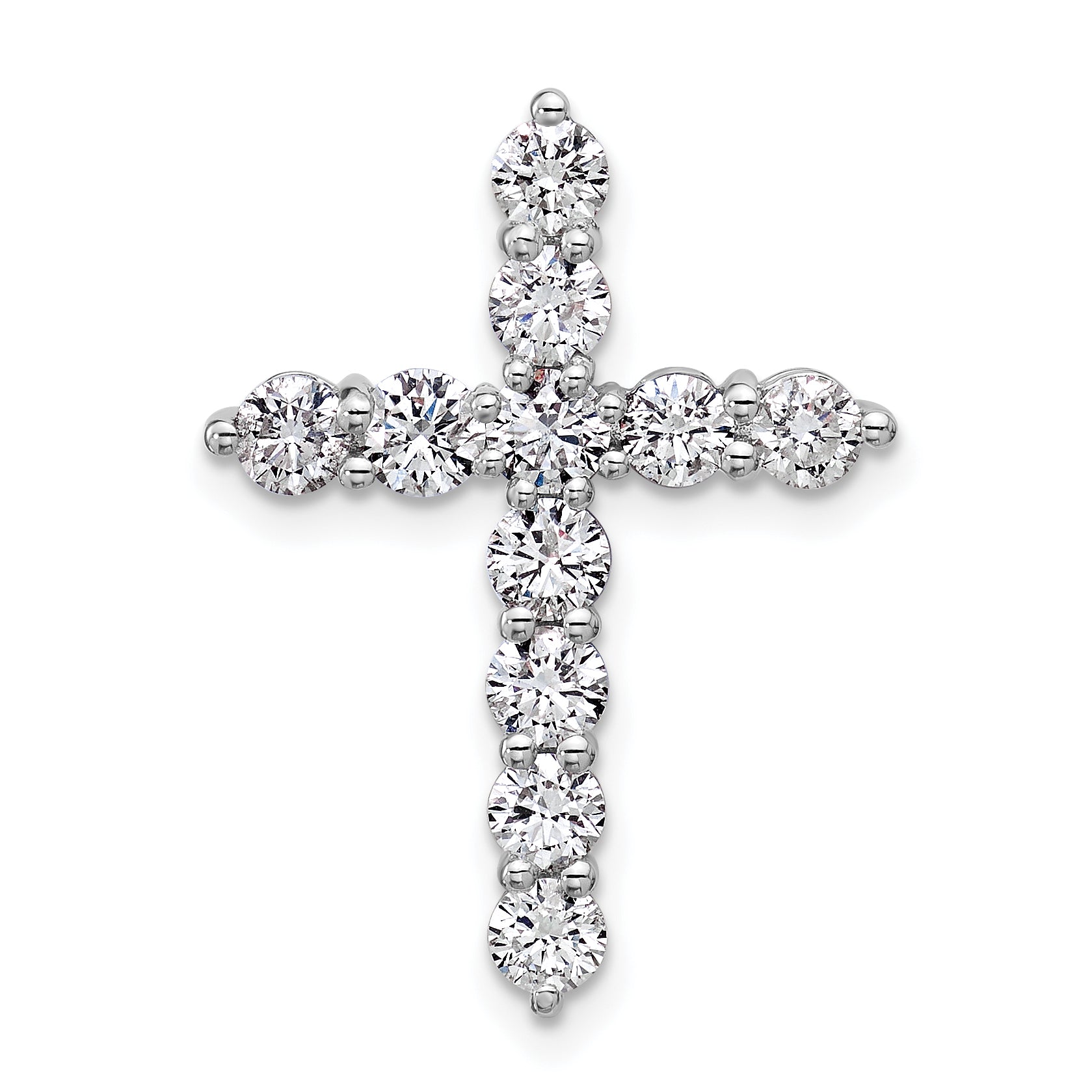 14k White Gold 1 1/2 carat Lab Grown Diamond VS/SI+ G+ Complete Cross Chain Slide Pendant