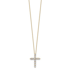 14k 1 1/2 carat Lab Grown Diamond VS+ F+ Complete 18 inch Cross Pendant Necklace
