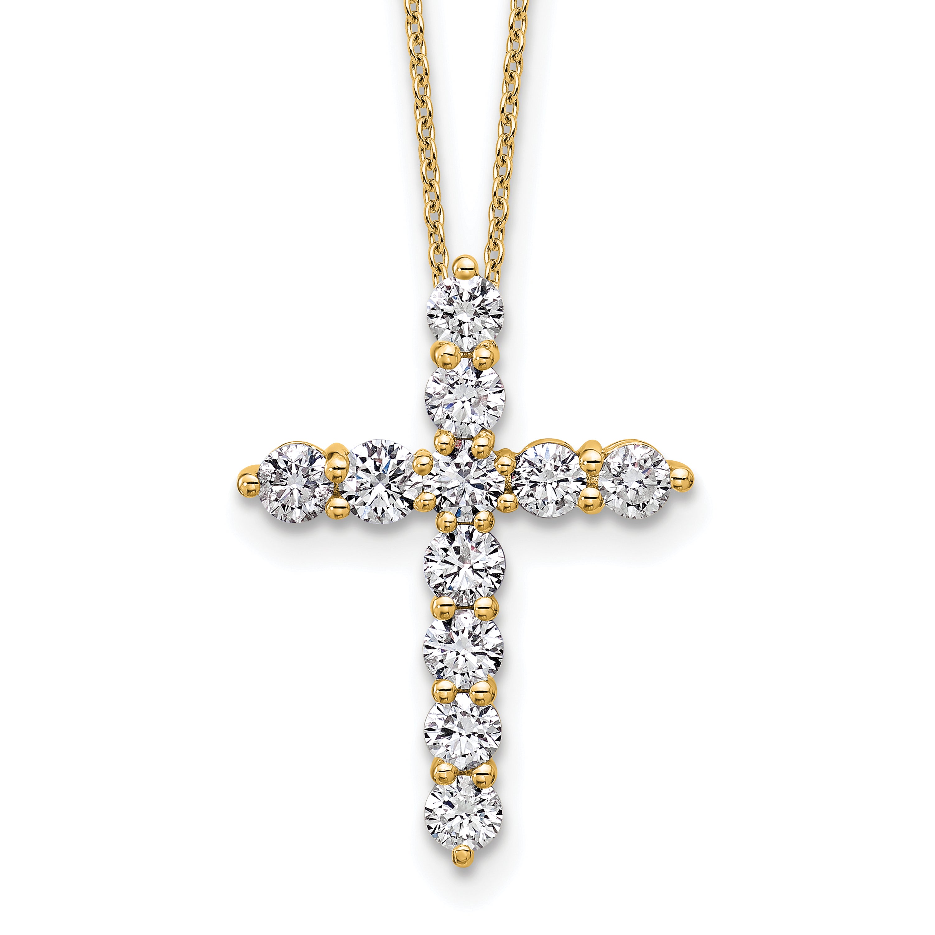 14k 1 1/2 carat Lab Grown Diamond VS+ F+ Complete 18 inch Cross Pendant Necklace