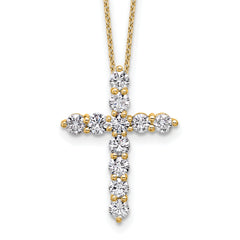 14k 1 1/2 carat Lab Grown Diamond VS+ F+ Complete 18 inch Cross Pendant Necklace