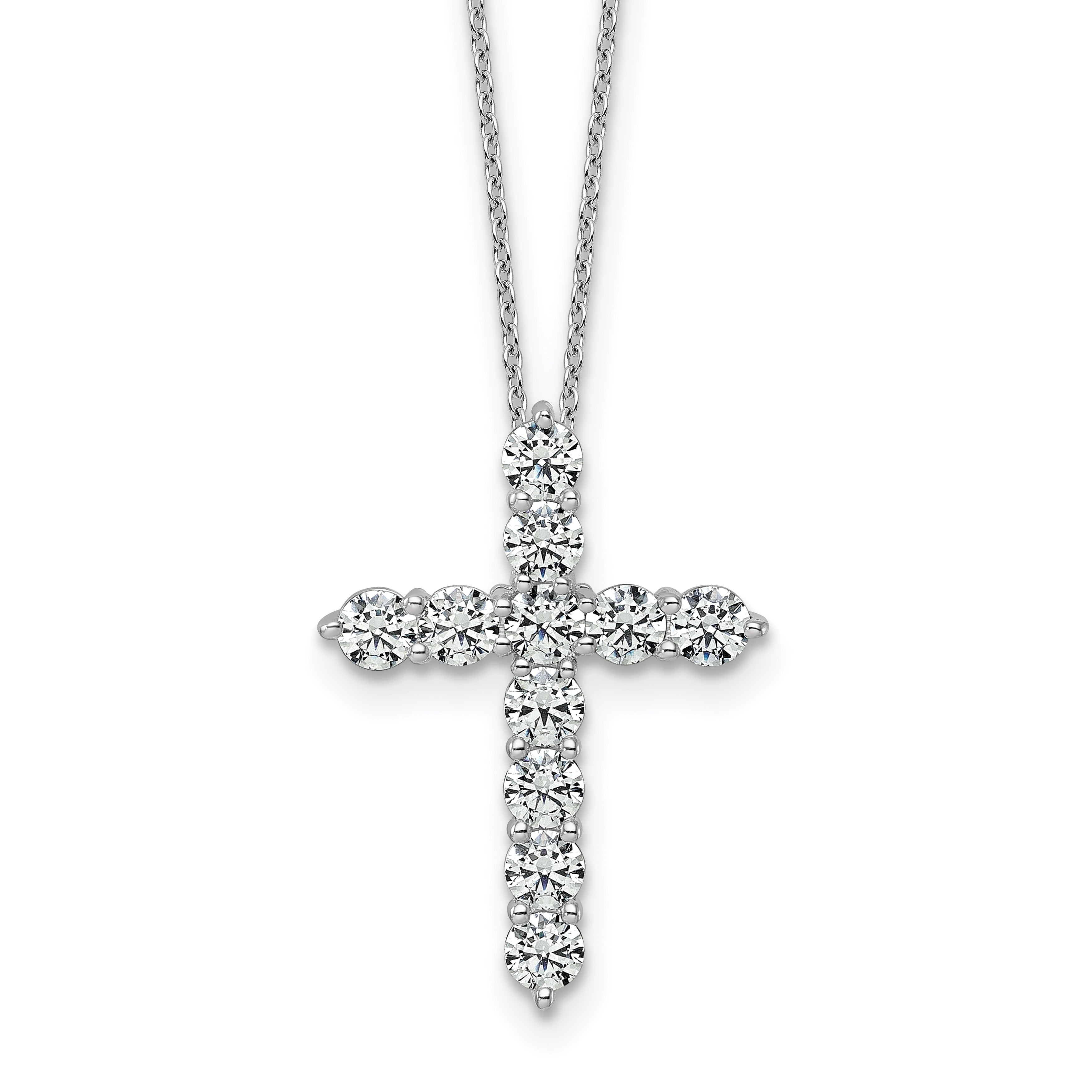 14k White Gold 2 carat Lab Grown Diamond VS/SI+ G+ Complete 18 inch Cross Pendant Necklace