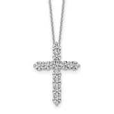14k White Gold 2 carat Lab Grown Diamond VS/SI+ G+ Complete 18 inch Cross Pendant Necklace
