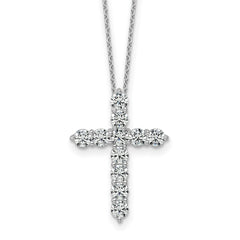 14k White Gold 2 carat Lab Grown Diamond VS/SI+ G+ Complete 18 inch Cross Pendant Necklace