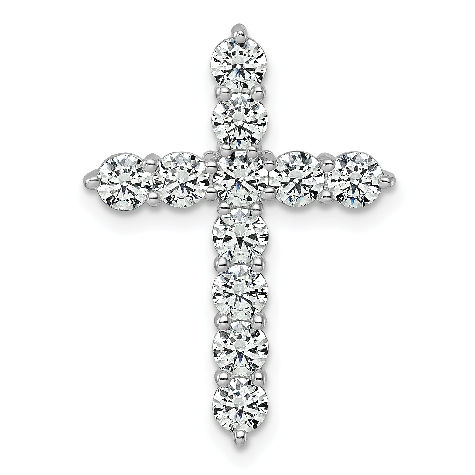 14k White Gold 2 carat Lab Grown Diamond VS+ F+ Complete Cross Chain Slide Pendant