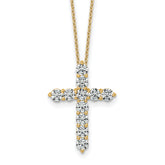 14k 2 carat Lab Grown Diamond VS+ F+ Complete 18 inch Cross Pendant Necklace