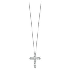 14k White Gold 3 carat Lab Grown Diamond VS/SI+ G+ Complete 18 inch Cross Pendant Necklace