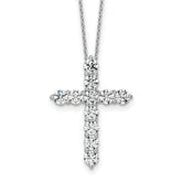 14k White Gold 3 carat Lab Grown Diamond VS/SI+ G+ Complete 18 inch Cross Pendant Necklace