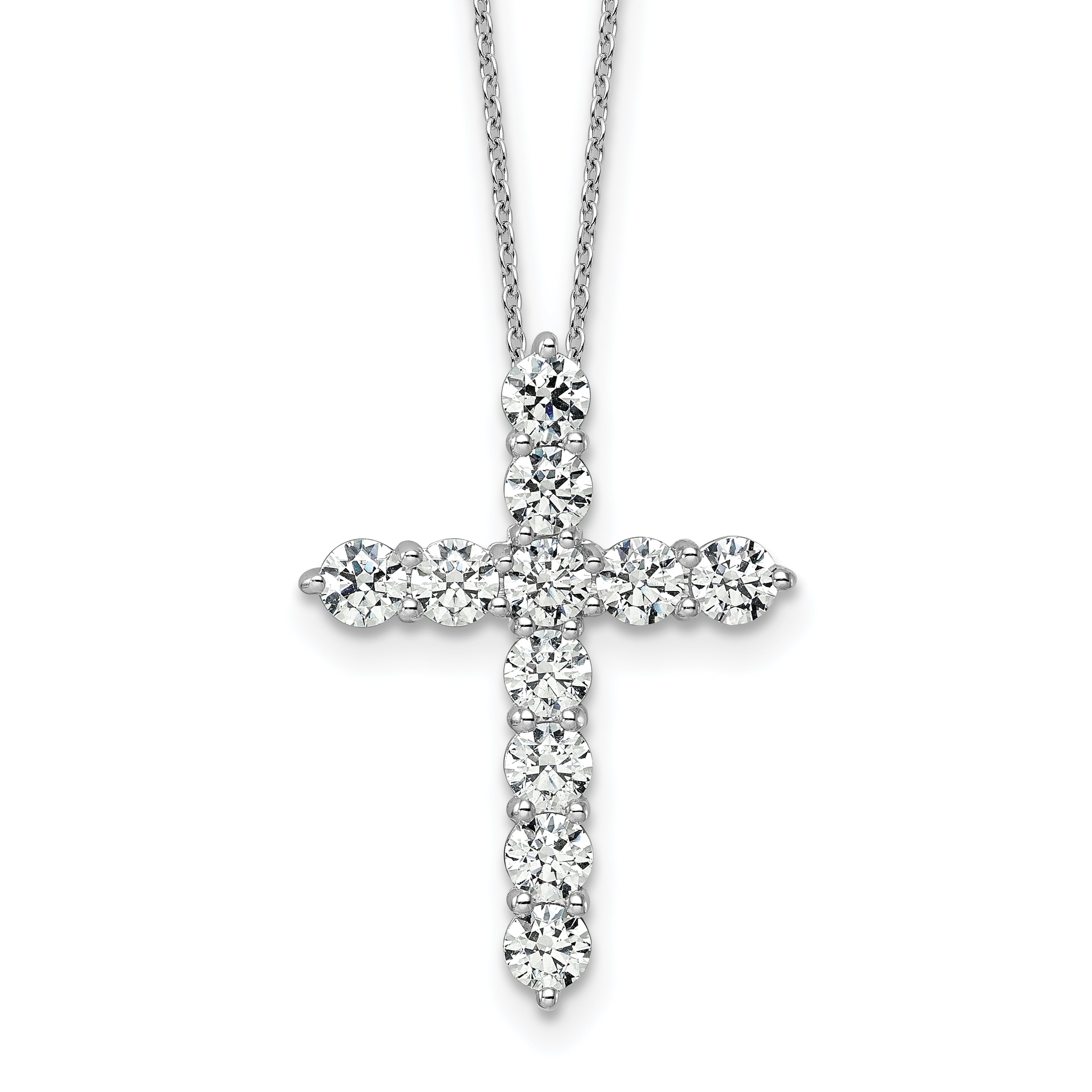 14k White Gold 3 carat Lab Grown Diamond VS+ F+ Complete 18 inch Cross Pendant Necklace