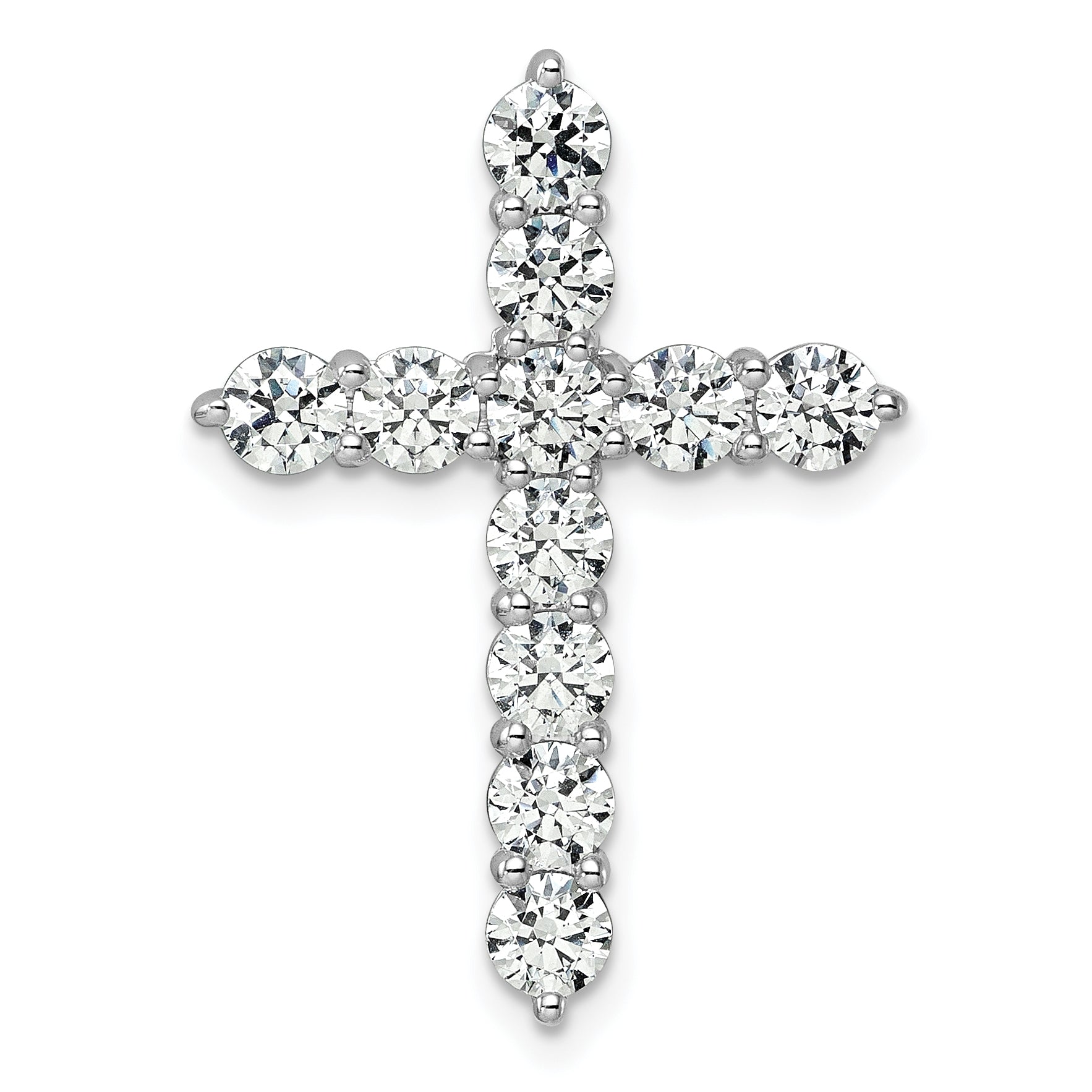 14k White Gold 3 carat Lab Grown Diamond VS+ F+ Complete Cross Chain Slide Pendant