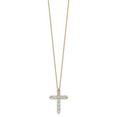 14k 3 carat Lab Grown Diamond VS/SI+ G+ Complete 18 inch Cross Pendant Necklace
