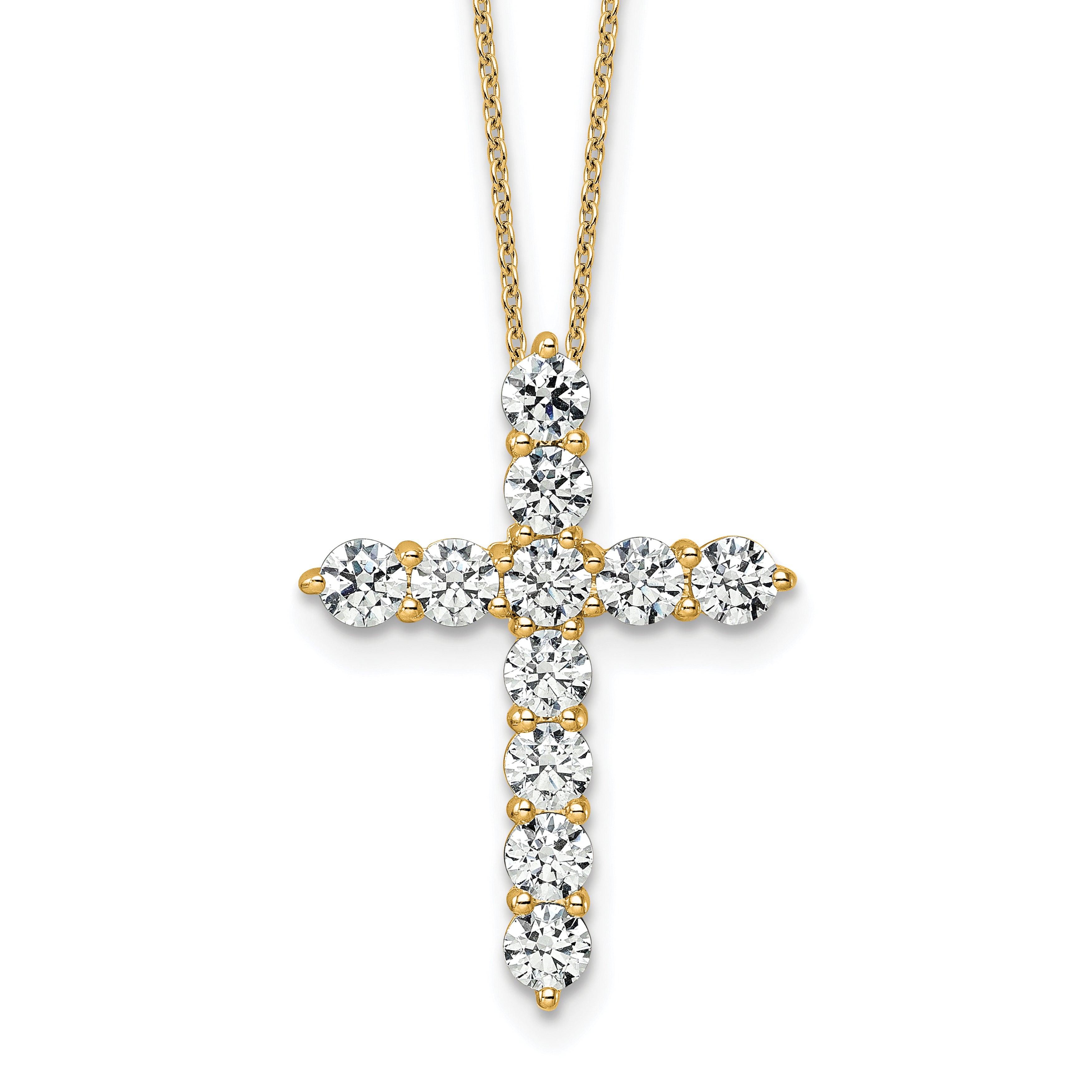 14k 3 carat Lab Grown Diamond VS/SI+ G+ Complete 18 inch Cross Pendant Necklace