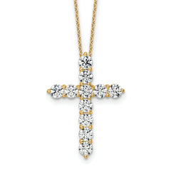 14k 3 carat Lab Grown Diamond VS/SI+ G+ Complete 18 inch Cross Pendant Necklace